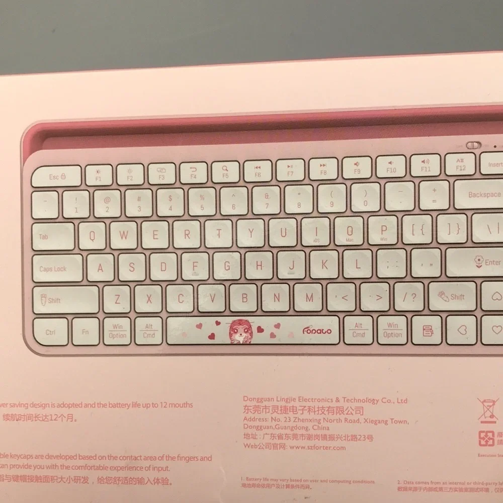 Bluetooth Wireless Keyboard Sealed in Box Pink and White